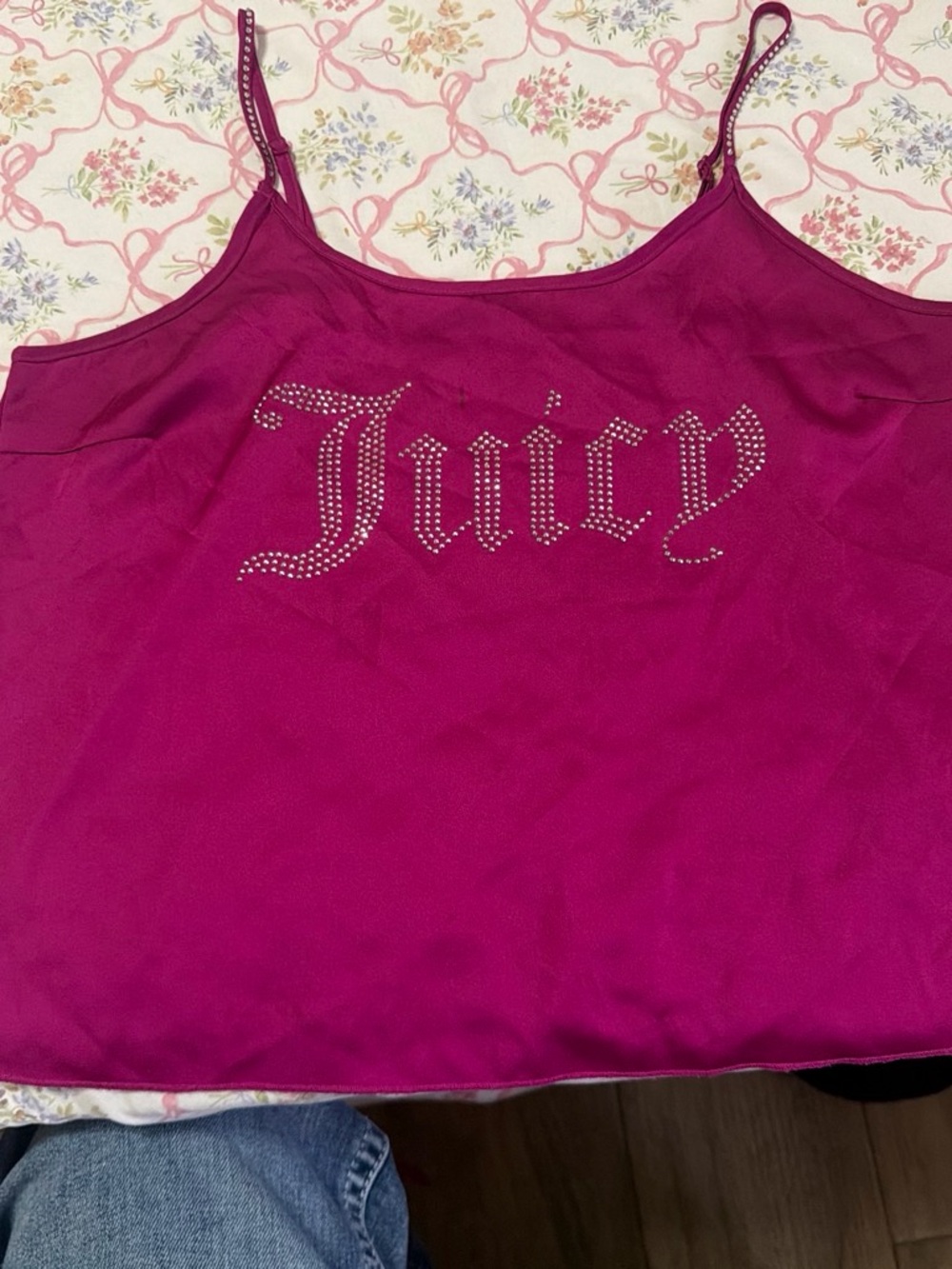 Juicy Couture Fuchsia Rhinestone Logo Camisole